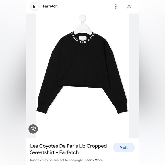 LES COYOTES DE PARIS Liz Cropped Sweatshirt Black, Girls 12, Women’s Small - Picture 8 of 8